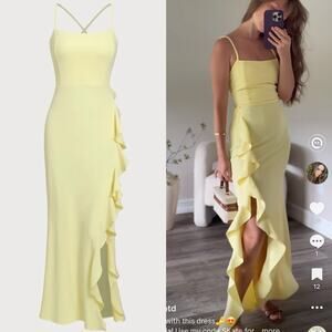Yellow Ruffle Lace Up Maxi Dress Backless Sleeveless Summer Corset